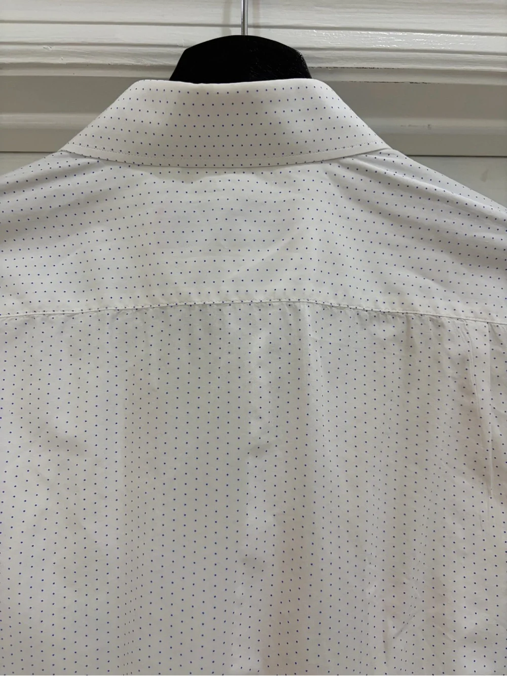 Carolina Herrera CH White Blue Micro Dot Dress Shirt Men’s 15.5 Luxury Button - Picture 7 of 7